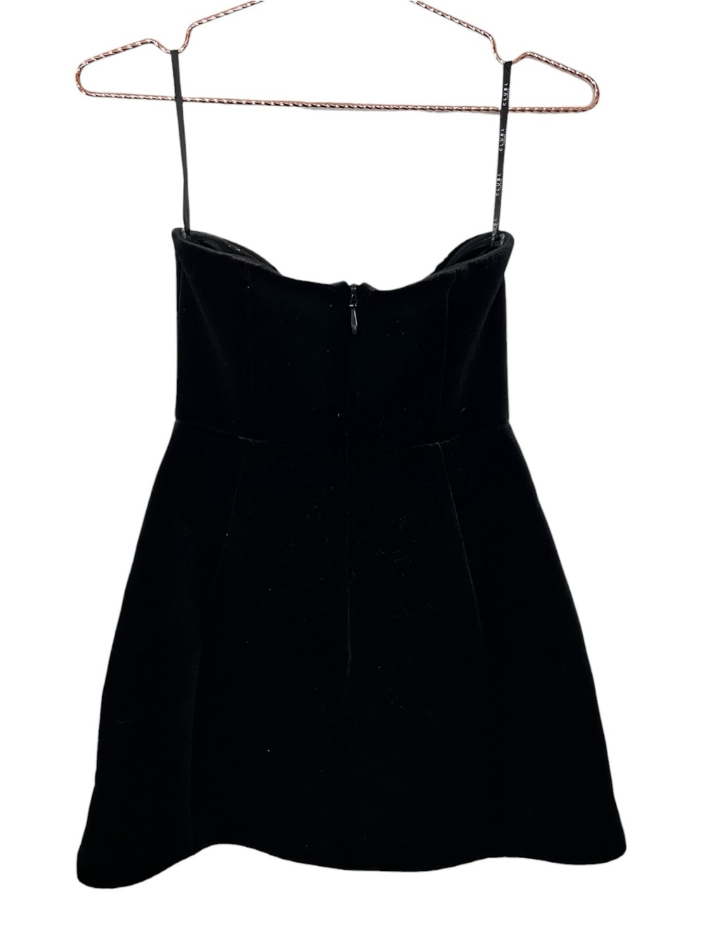 Club L London Strapless Black Velvet Mini Dress with Crystal Trim - Picture 3 of 9